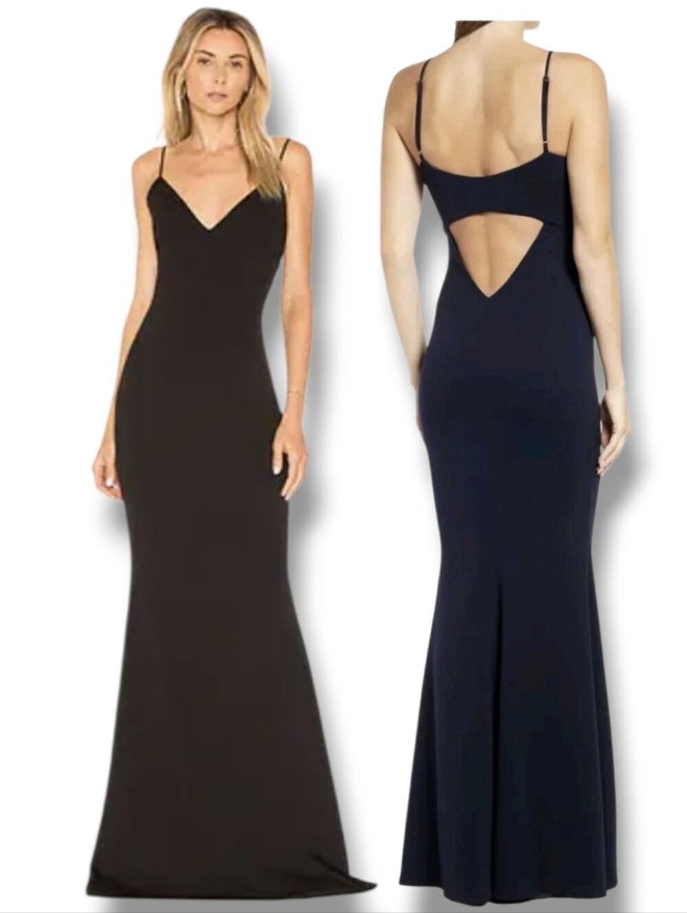 Katie May Bambi Back Cut-Out Black Spaghetti-Strap Evening Gown Size 0